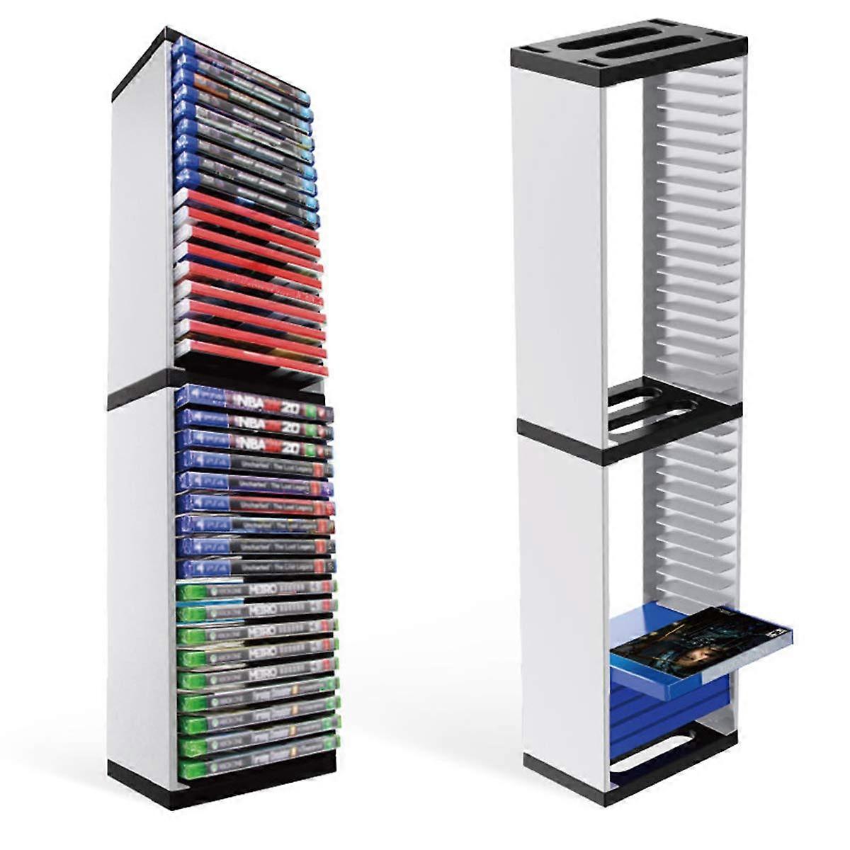 Game Storage Tower Stand For PS5 Vertical Stand Holds 36 Discs Organizer For PS5 PS4 And Other Game Bags