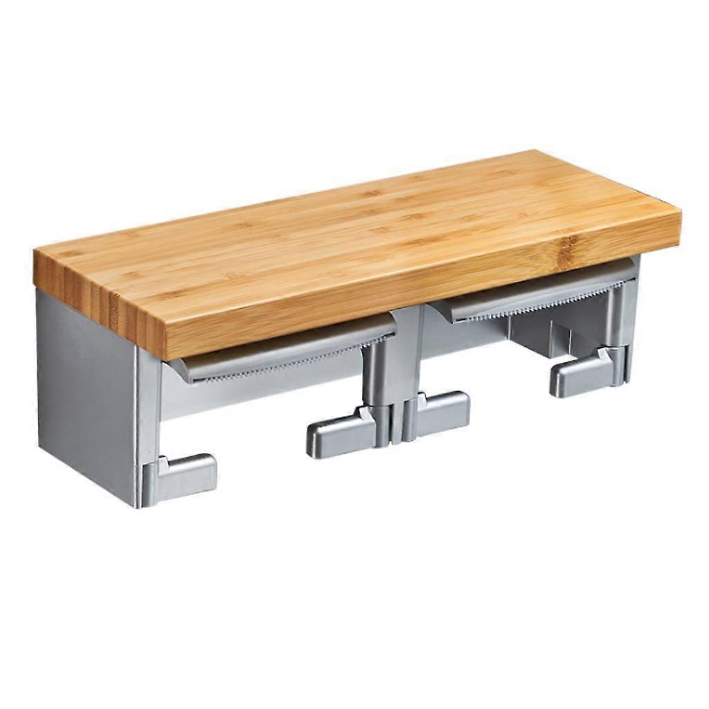 Paper Towel Dispenser DoubleLayer Bamboo Toilet Paper Dispenser With Shelf WallMounted Toilet Roll Dispenser