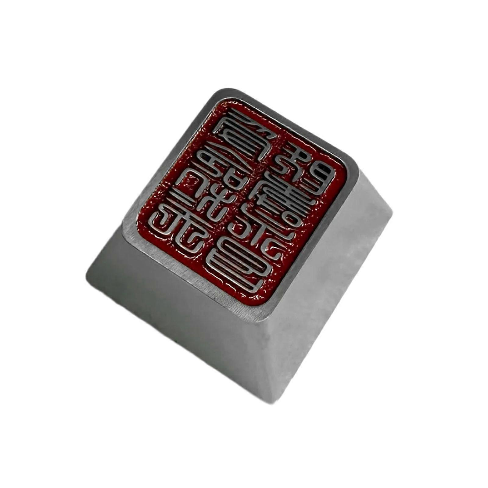 Elegant ESC Keycap, Zinc Alloy Jade Seal Key Button Covers for Customs Mechanical Keyboards  Silver