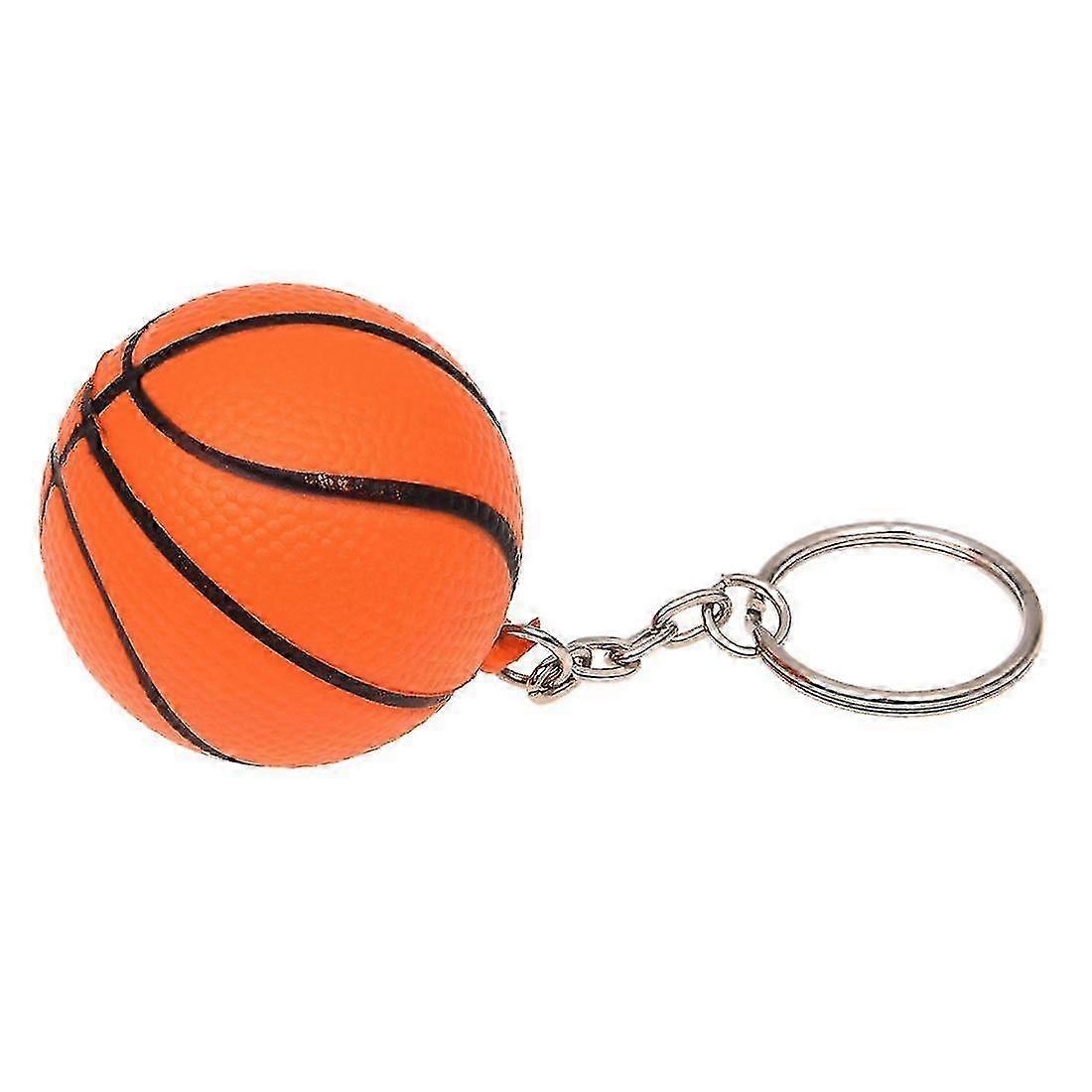 Orange Basketball Shape Decor Charm Key Chain Split Keyring