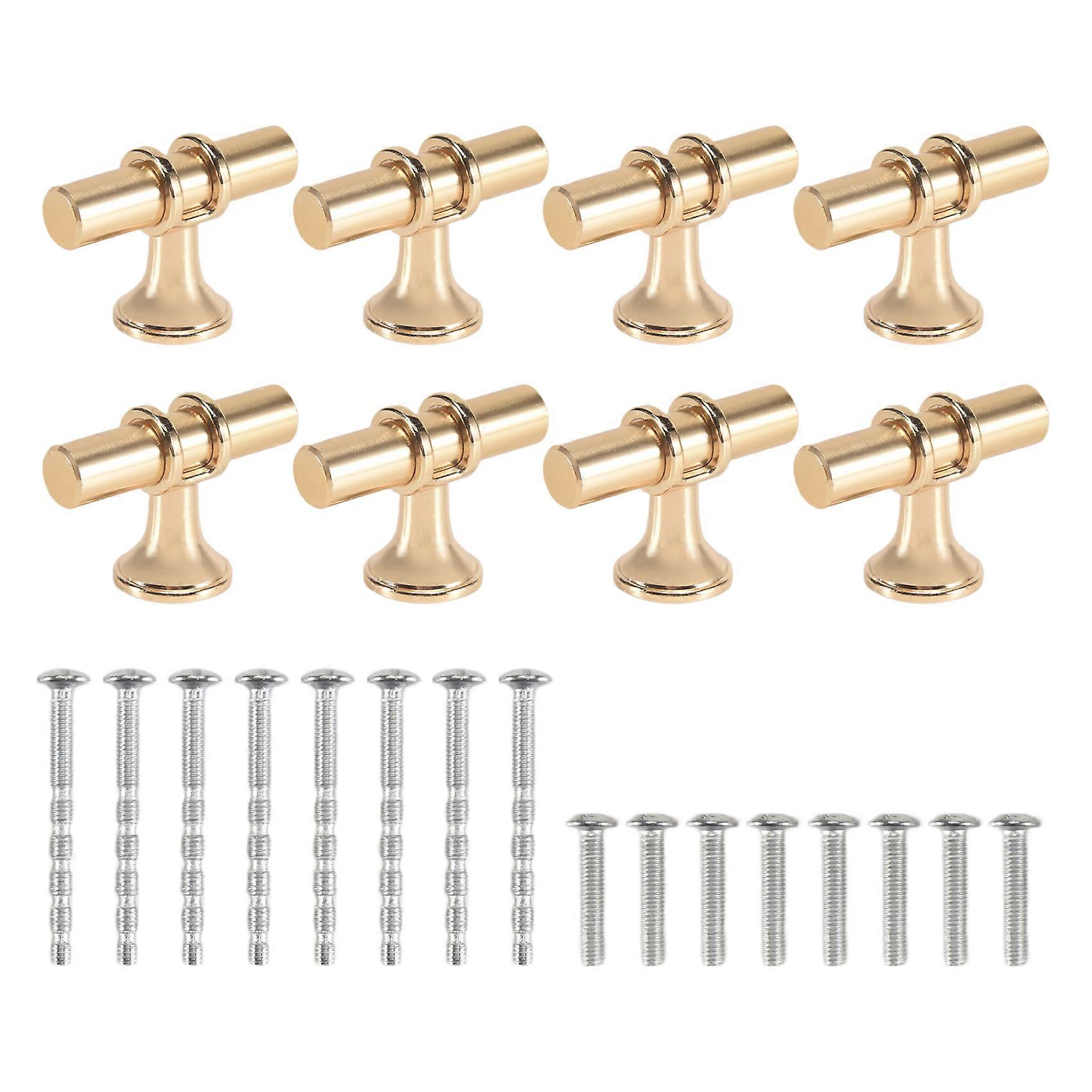 8 Packs Champagne Gold Cabinet Knobs Drawer Knobs Euro T Bar Cabinet Handles Modern Knobs for Cabinets and Drawers