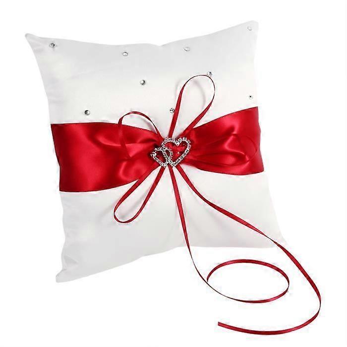 Ring pillow - HEN - Red - Polyester and satin fabric - Artificial diamonds