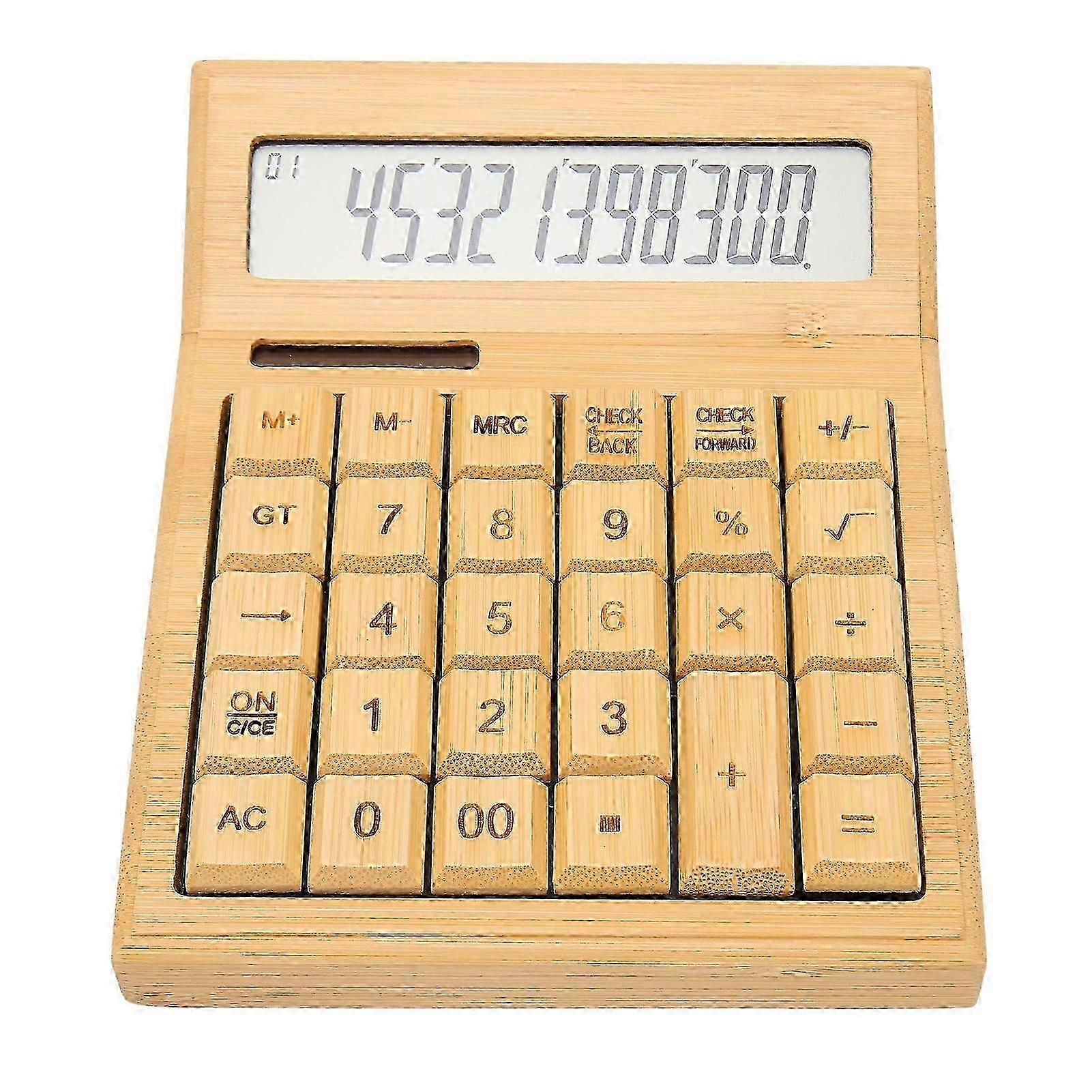 Bamboo Calculator Solar Powered Battery Powered Eco Friendly Function Calculator with 12 Bit Digital LCD Screen for School