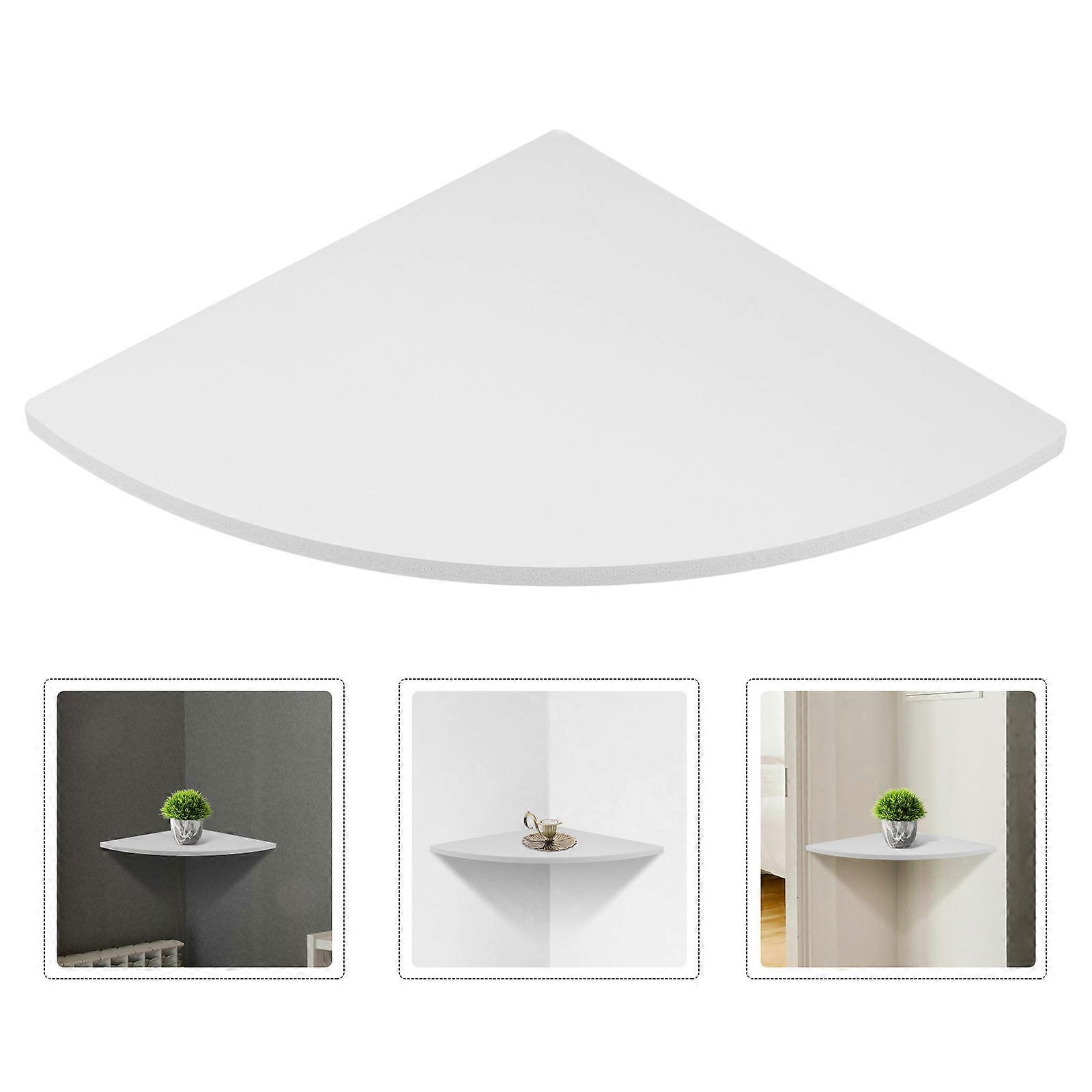 Wall Corner Display Shelf Fan Shape Wall Mounted Storage Holder White 41.00X30.00X0.80CM Space Saving 1Pack