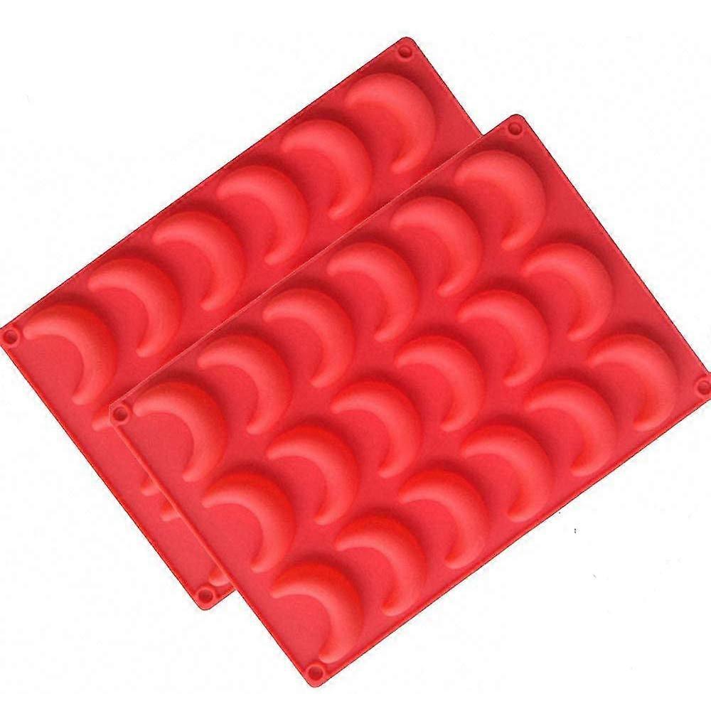 Silicone Moon Cake Chocolate Mold 18 Cavity for Jelly Pudding Candy Baking Tray 2 Pack
