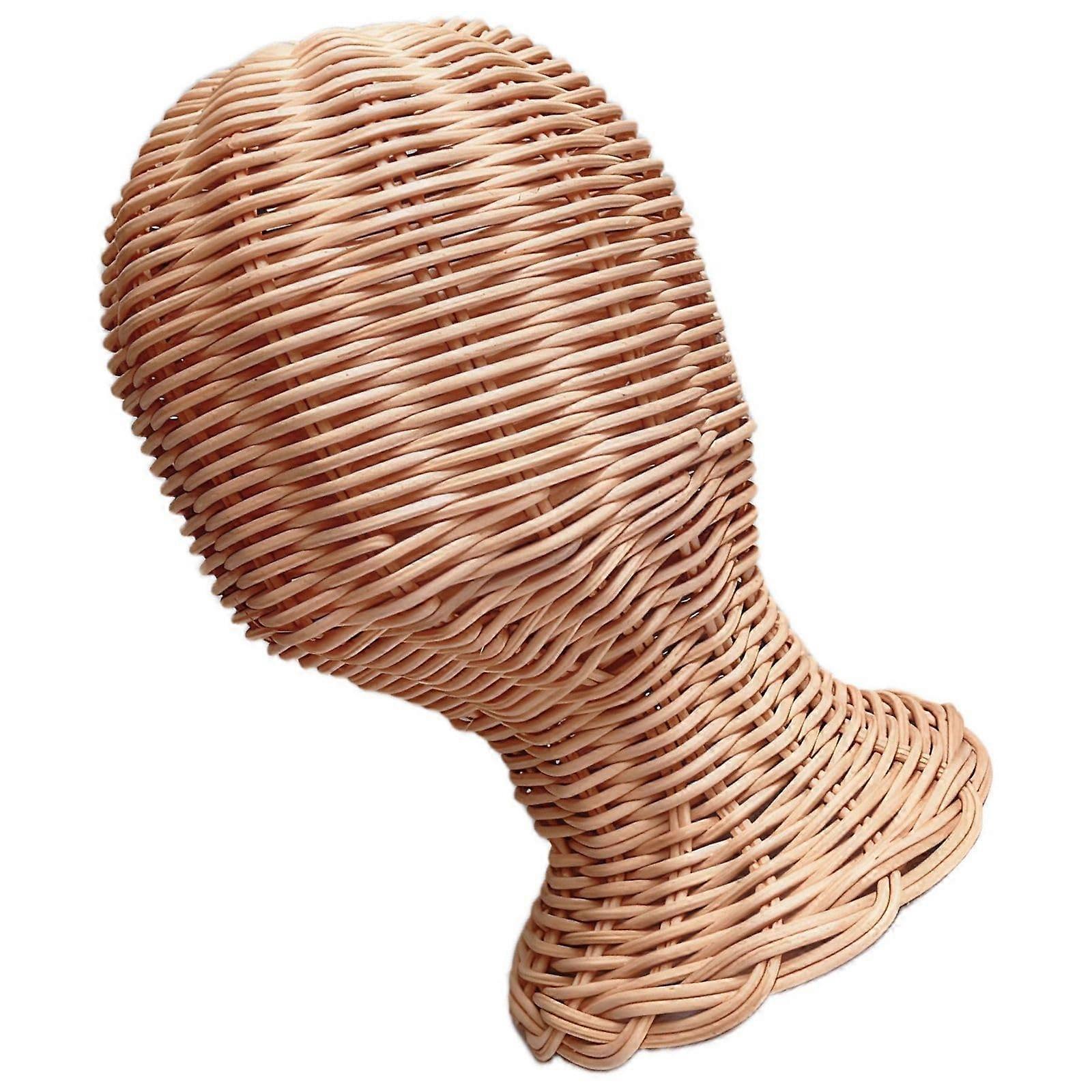 Rattan Hat Rack Display Stand with Woven Boho Design for Home Storage or Retail Showcasing