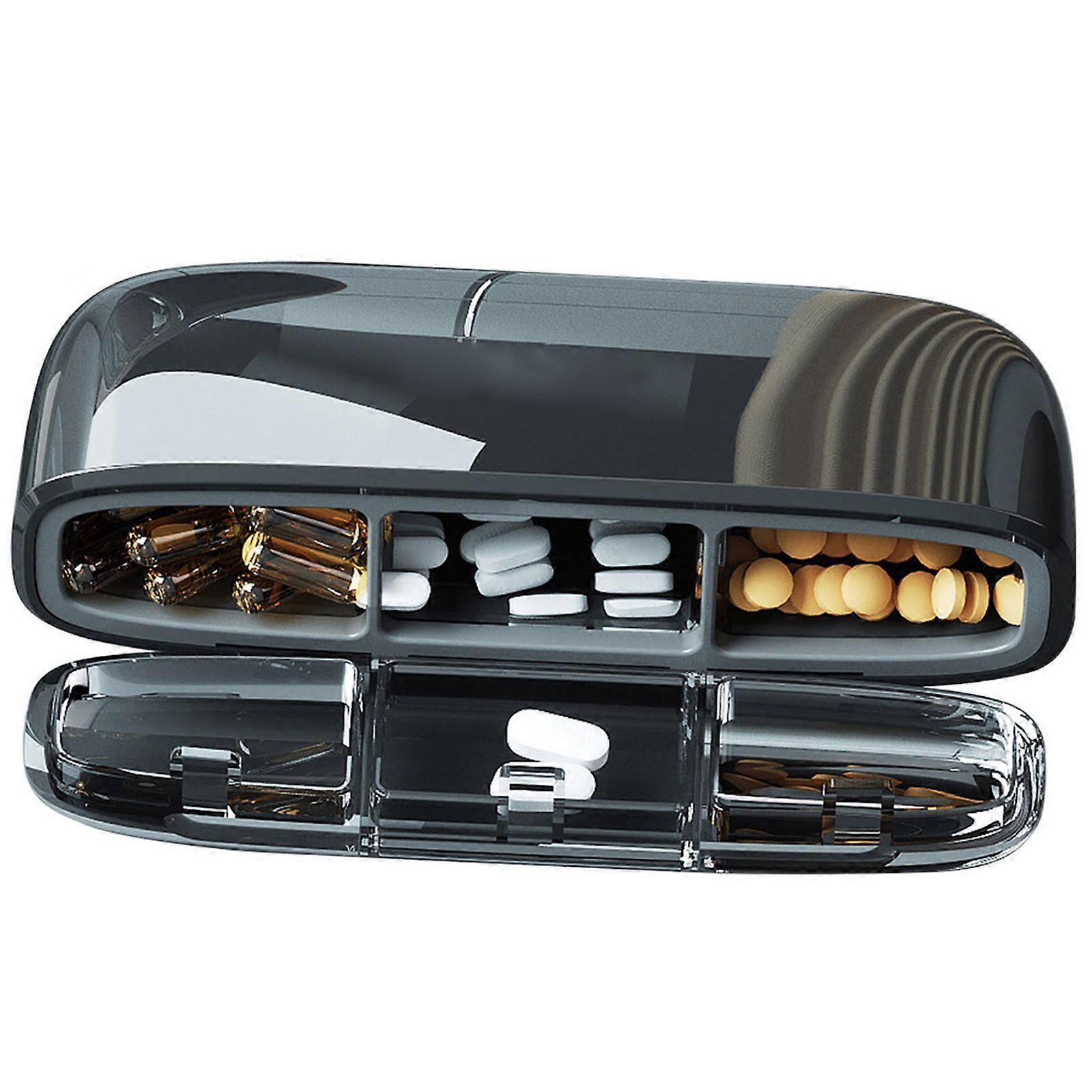Practical Medication Case with Multiple Compartments Medicine Storage Container Waterproof Pills Organizer Dispenser  Black