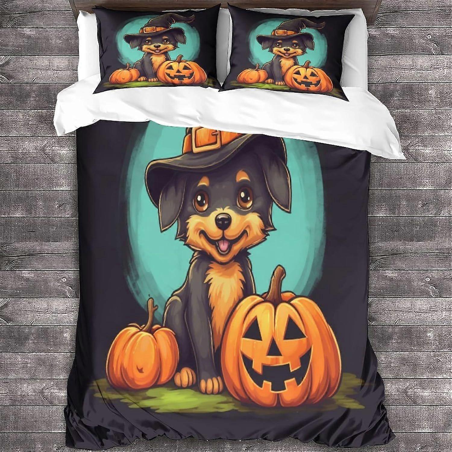 LikeEj مجموعات الفراش غطاء لحاف مجموعة 3 قطعة, ستوكات 3D هالوين غرفة نوم لحاف مجموعة الملك