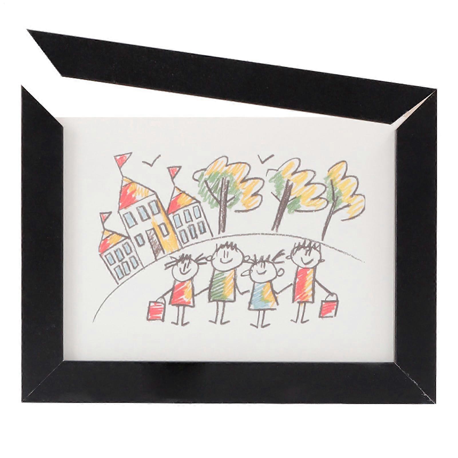 Kids Artwork Display Changeable Art Display Open Front Box Holds 50 Sheets Large Capacity Craft Storage Organizer Black