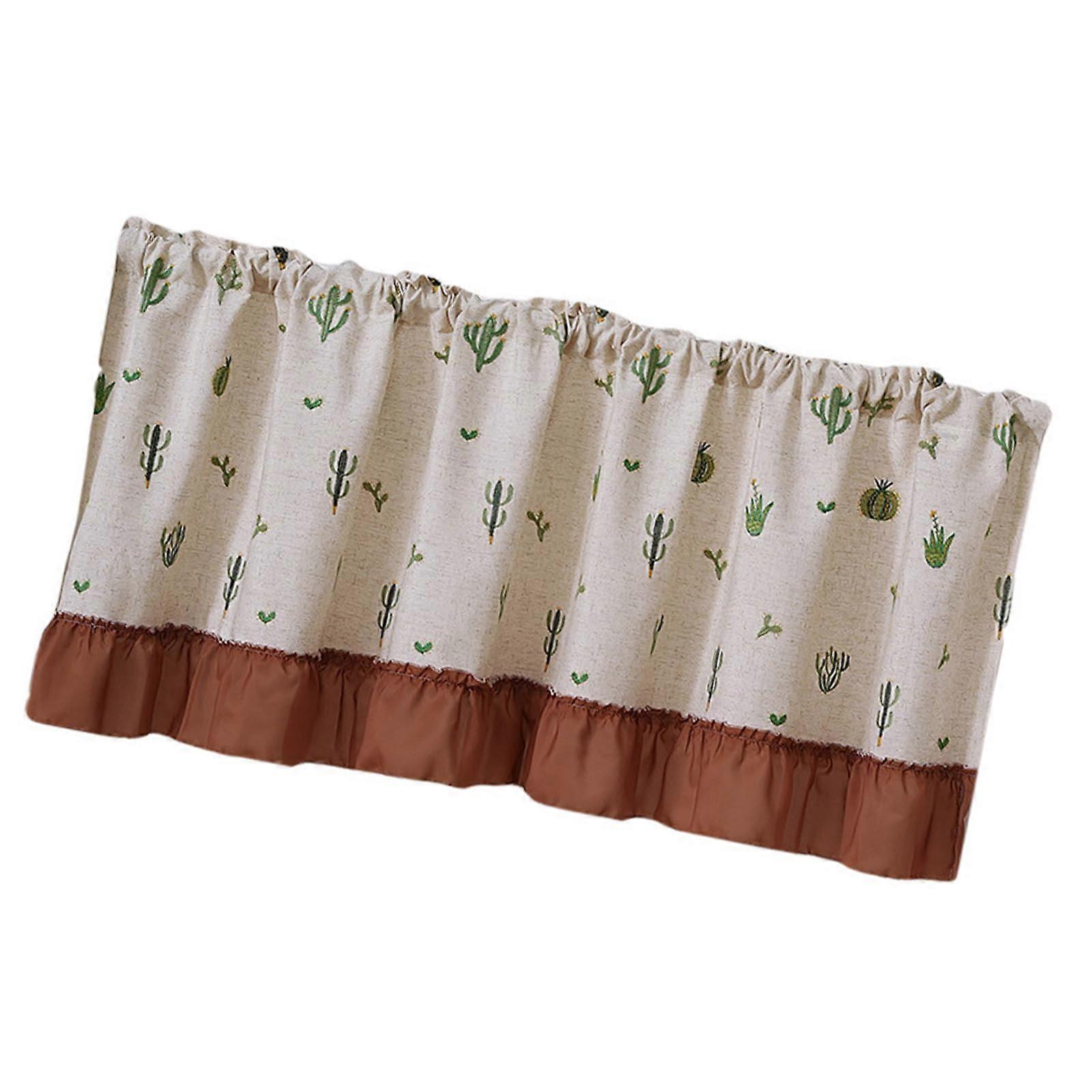 Strawberry Print Linen Cabinet Curtain for Kitchen Privacy, Breathable Farmhouse Style with Hooks