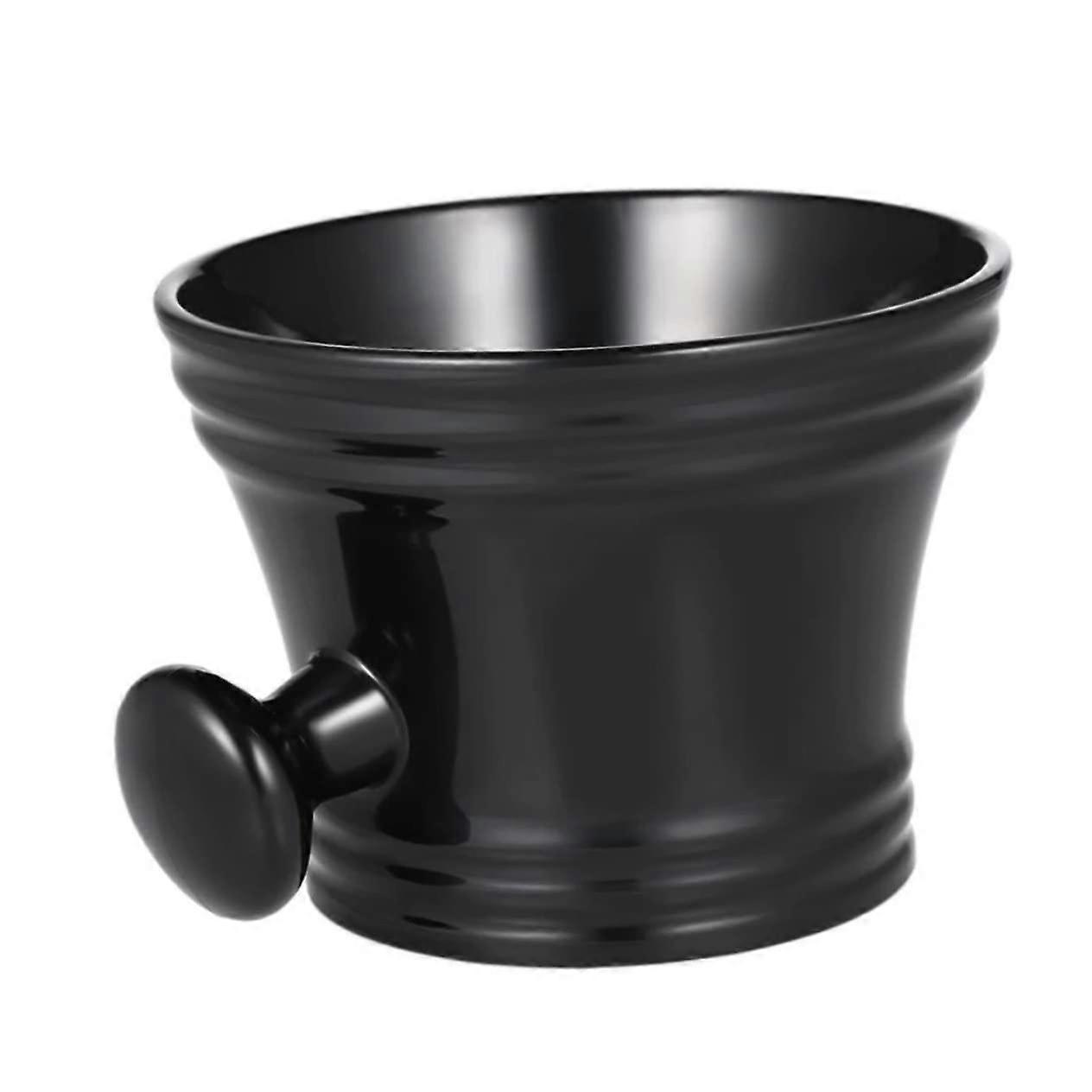 Men Shaving Bowl Plastic Soap Cup with Round Handle for Easy Lathering and Grooming Black