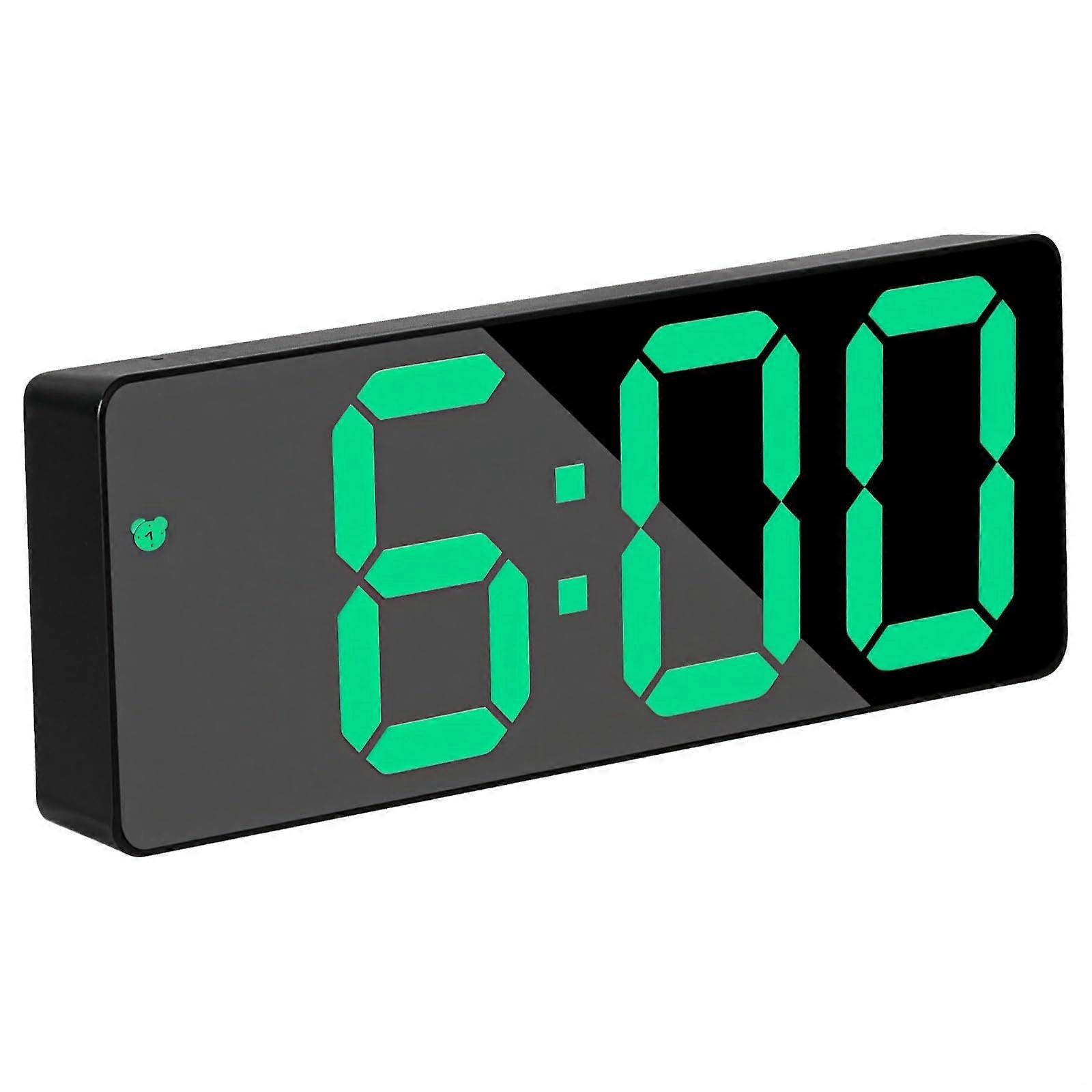 LED Digital Alarm Clock with Large Mirror Display, Battery or PlugIn, for Home Office Bedroom