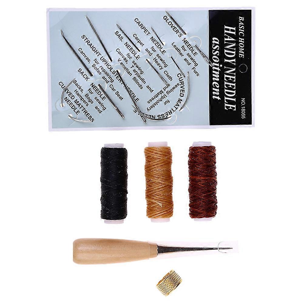 12pcs/set Leather Sewing Kit with Needles Waxed Thread Leather Sewing Tools