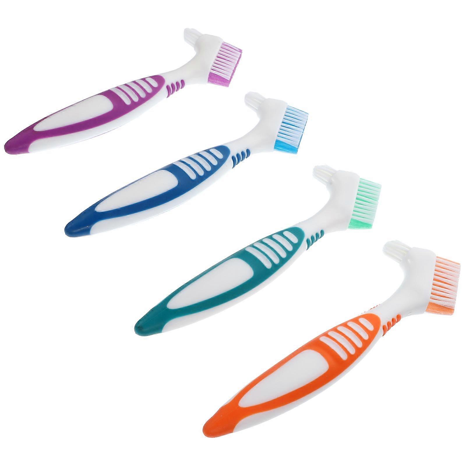 Portable Denture Toothbrush Double Head for Home Use 20Pcs Assorted Color