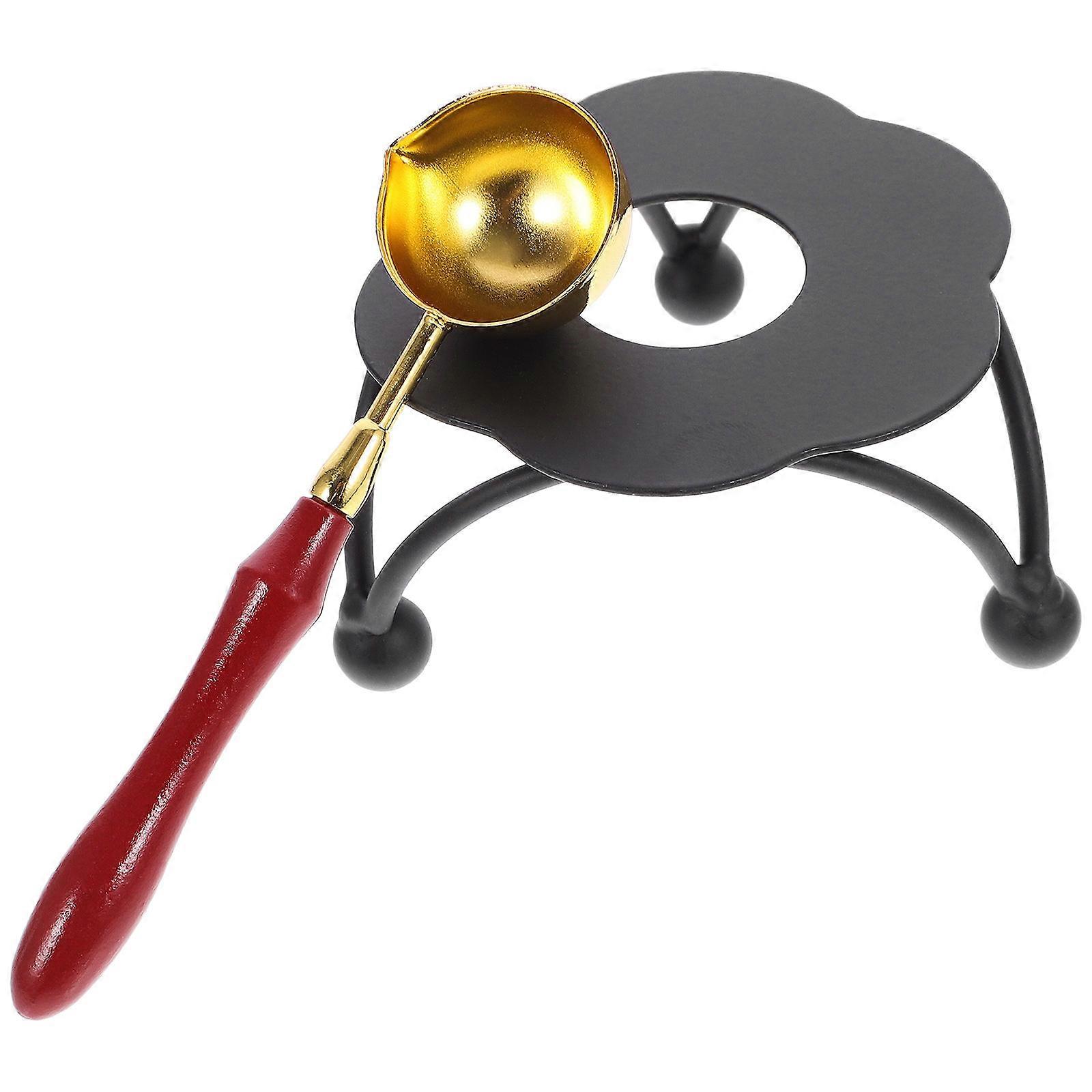 2 Sets Of Wax Seal Warmer With Spoon For DIY Enthusiasts Versatile Metal And Wood Design