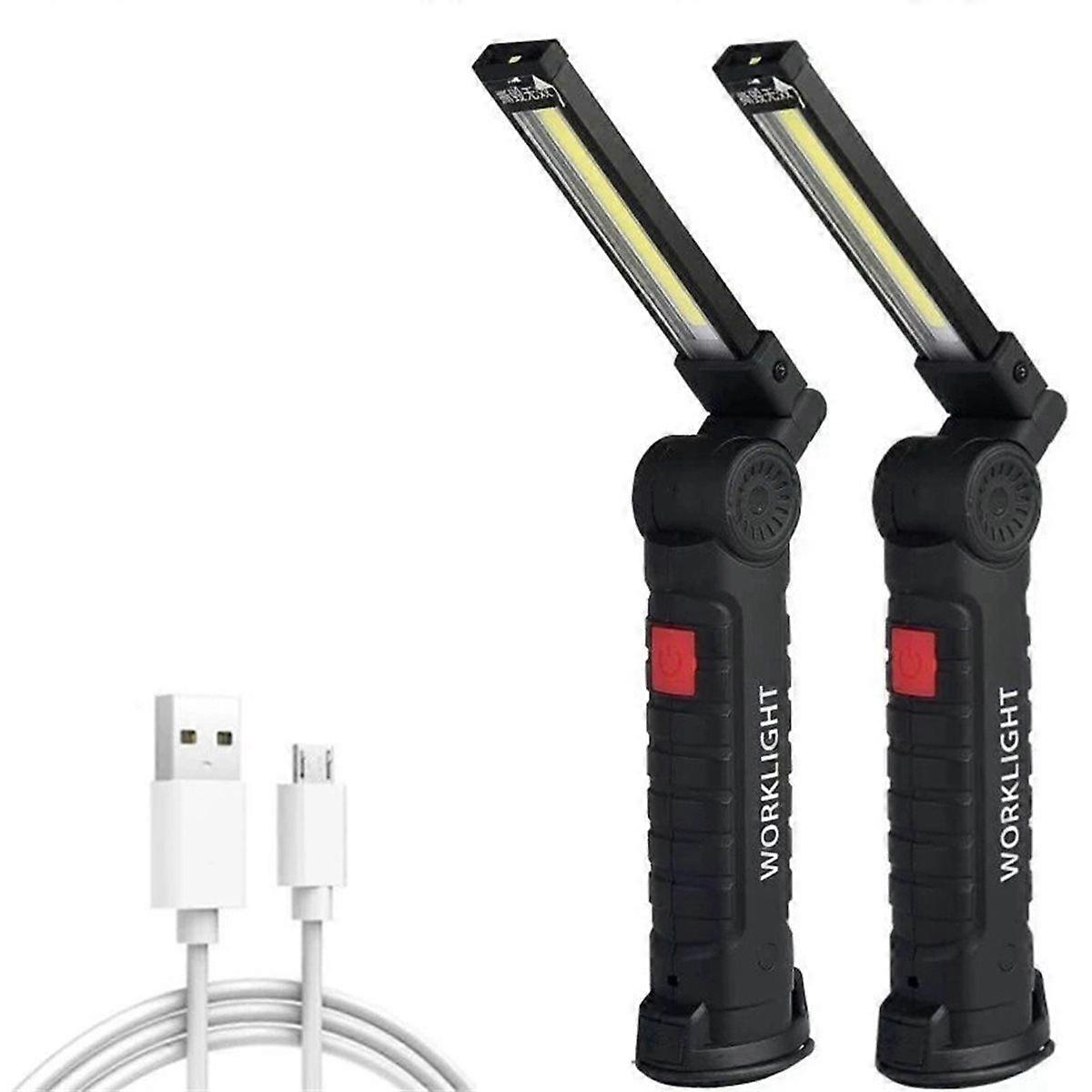 2Pack Rechargeable LED Work Lights with Magnetic Base, 360 Rotation,Versatile Lighting for Repairs