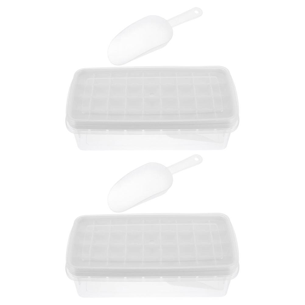 White Silicone Ice Cube Tray Mold for Ice Making 2Sets Home Use