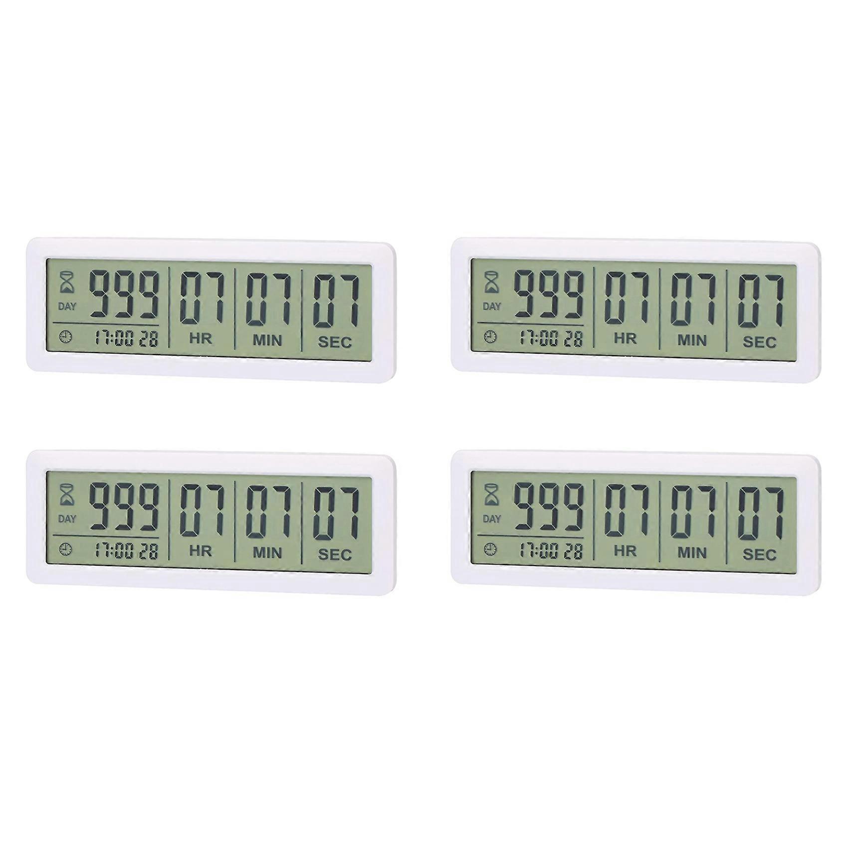 4X Big Digital Countdown Days Timer Clock - 999 Days Count Down Clock Timer for Graduation Lab Kitchen (White)