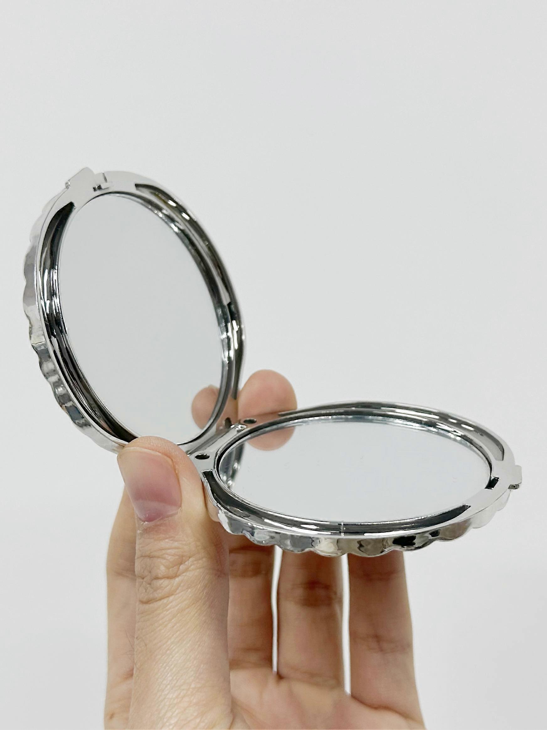 Shell Shaped Double Sided Makeup Mirror Electroplating Plastic 1X/2X Folding Pocket Mirror