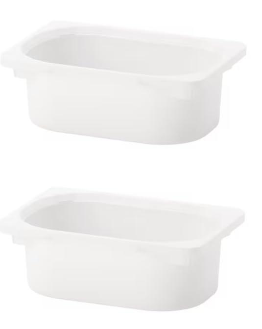Small Plastic Storage Bins for Shelves, White Translucent Boxes 2 Pack Compatible with TROFAST