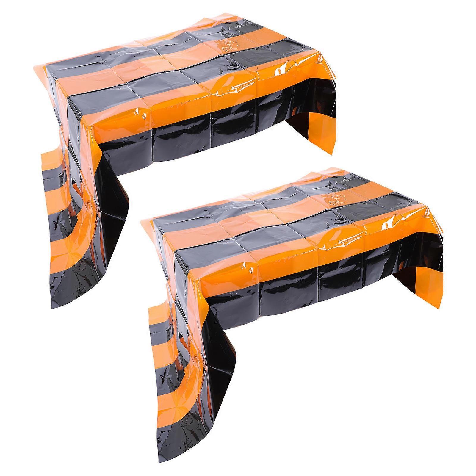 2Pcs Halloween Table Runner Decorative Black Orange Party Tablecloth
