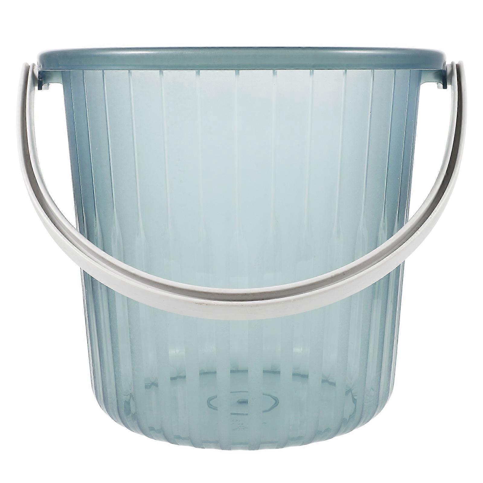 Blue Plastic Bucket with Handle for Bathing Use Portable Bucket