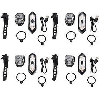 4X Piscas de Bicicleta com Controle Remoto, Indicador de Direção para Bicicleta, Luz Traseira de LED para MTB, Recarregável via USB, Luz Traseira para Ciclismo