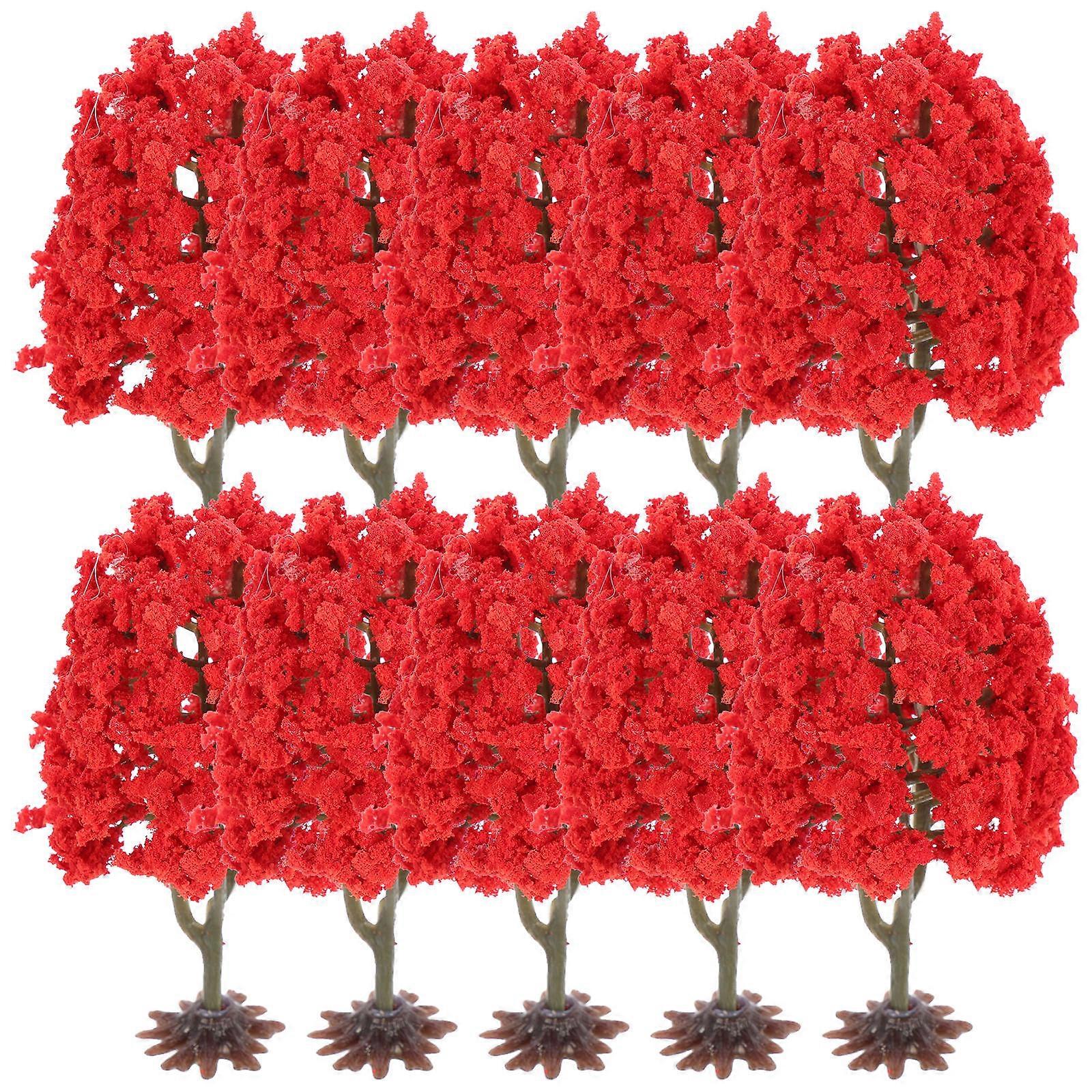 Sand Table Model Trees Mini Landscape Decor for Decor 10Pcs Red Pack