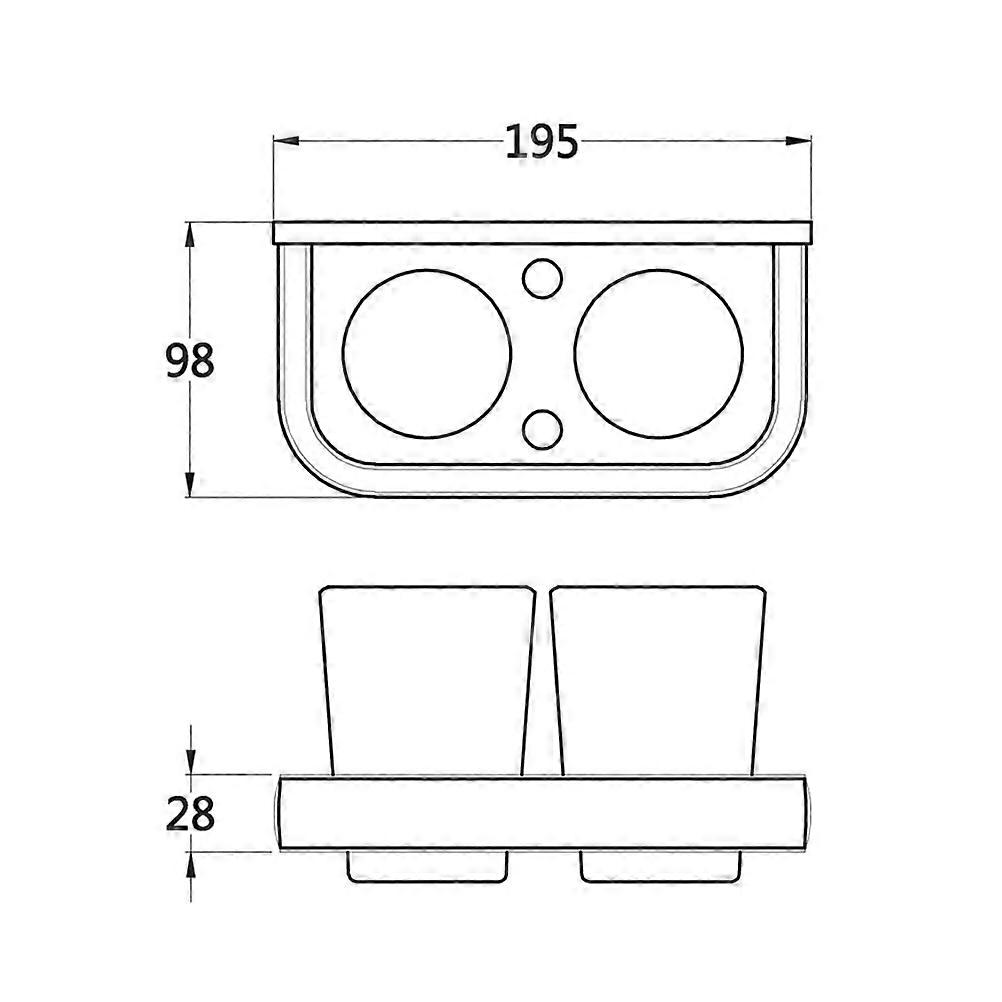 Wall Mounted Double Cup Holder Toothbrush Cup Holder for Bathroom Black