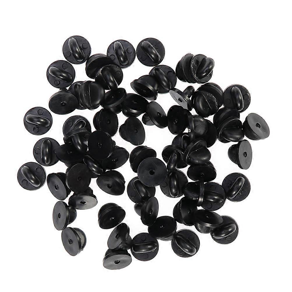 Pin Backs Plastic Caps for Replacement 200Pcs Black PVC Brooch Clasp