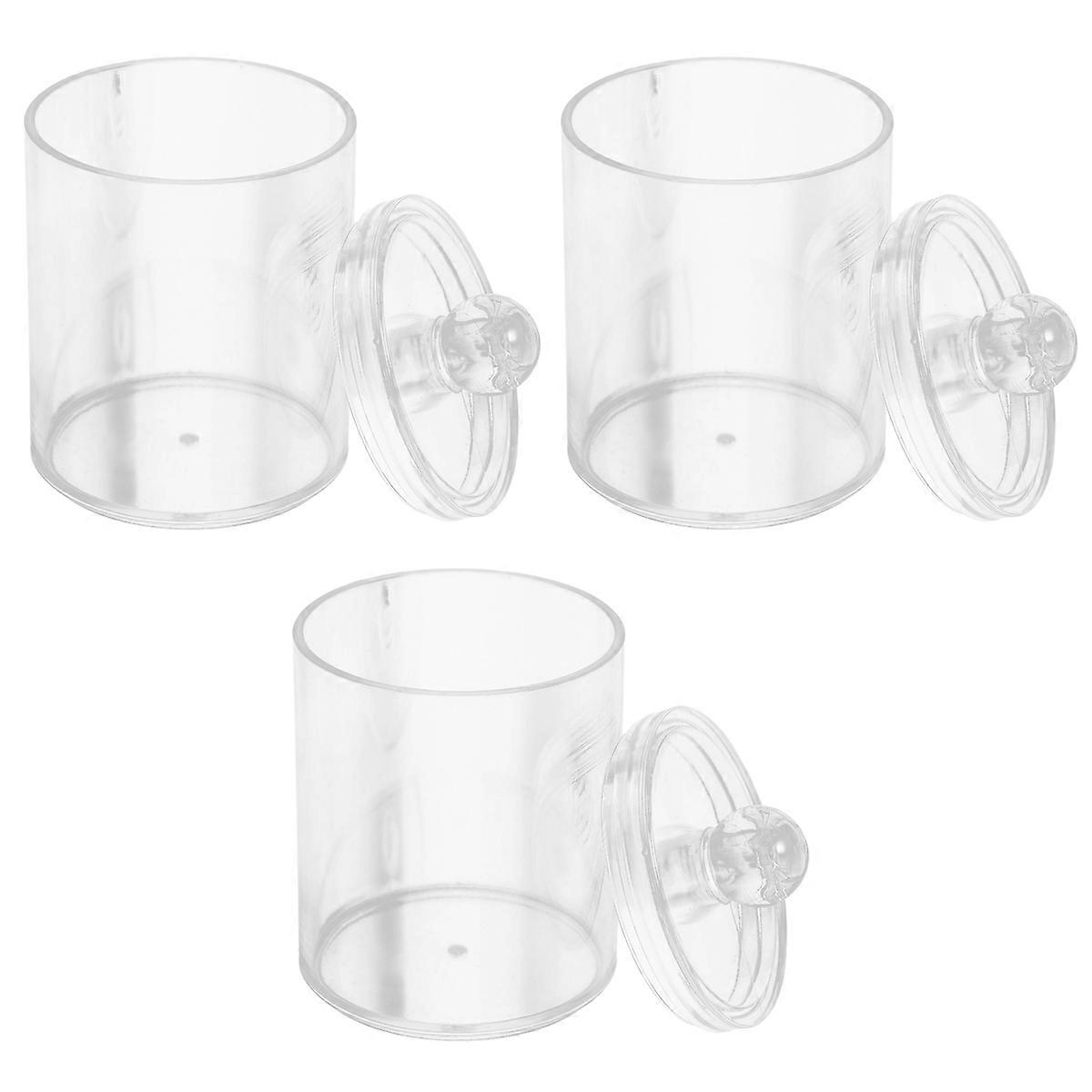 Cotton Swabs Round Storage Box for Storage 3Pcs Transparent Household Container