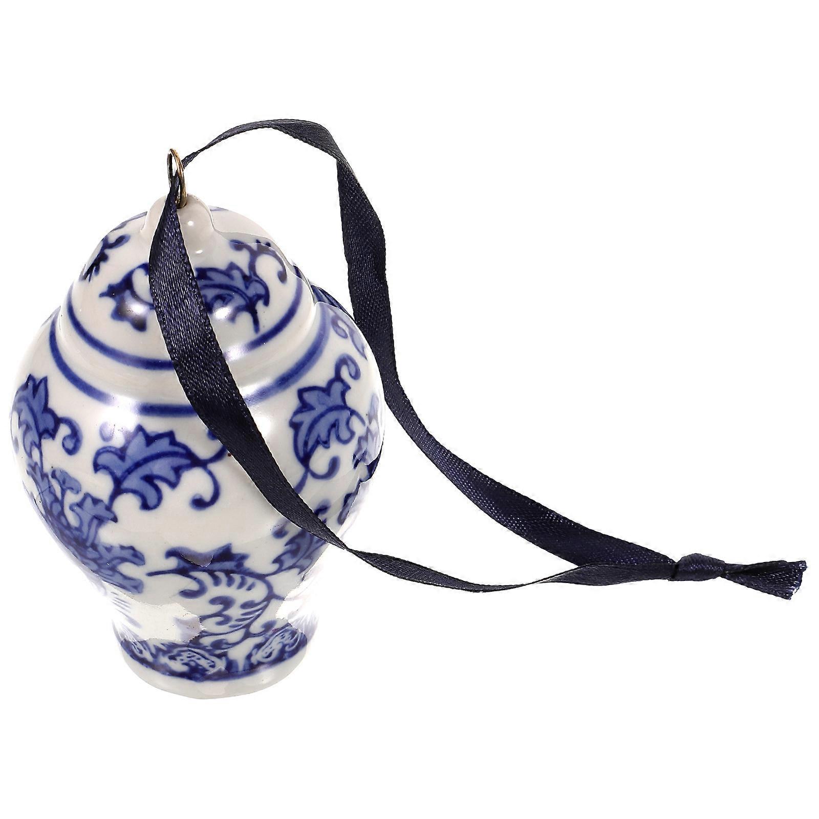 Ceramic Jars Hanging Pendant for Car 4Pcs Blue and White Ceramic Set