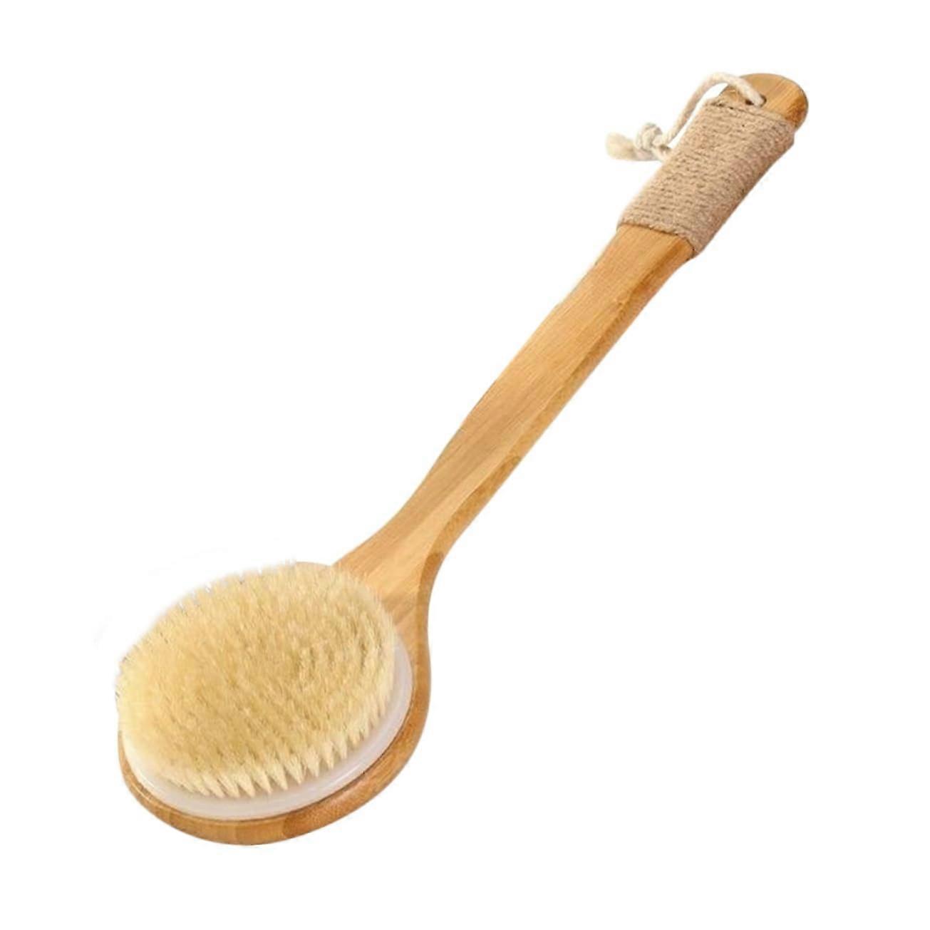 Long Handle Back Scrubber Bath Brush for Shower with Soft Bristles and Hanging Rope