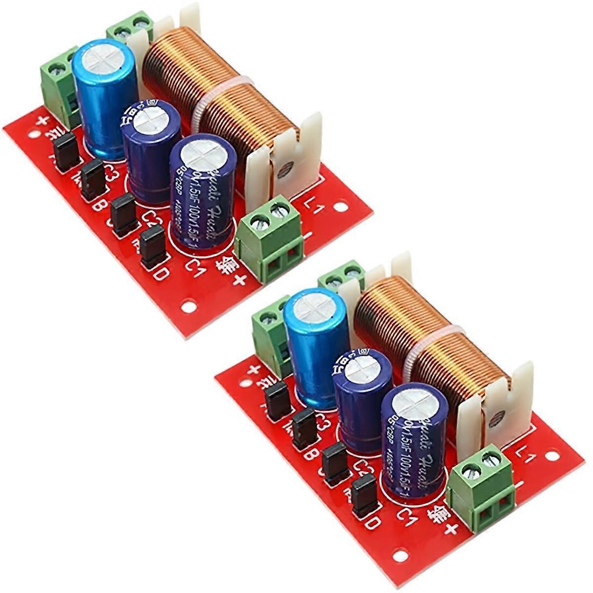 2Pcs 400W 2Way Adjustable Speaker Crossover with Treble Bass Control for MultiSpeaker Audio Systems