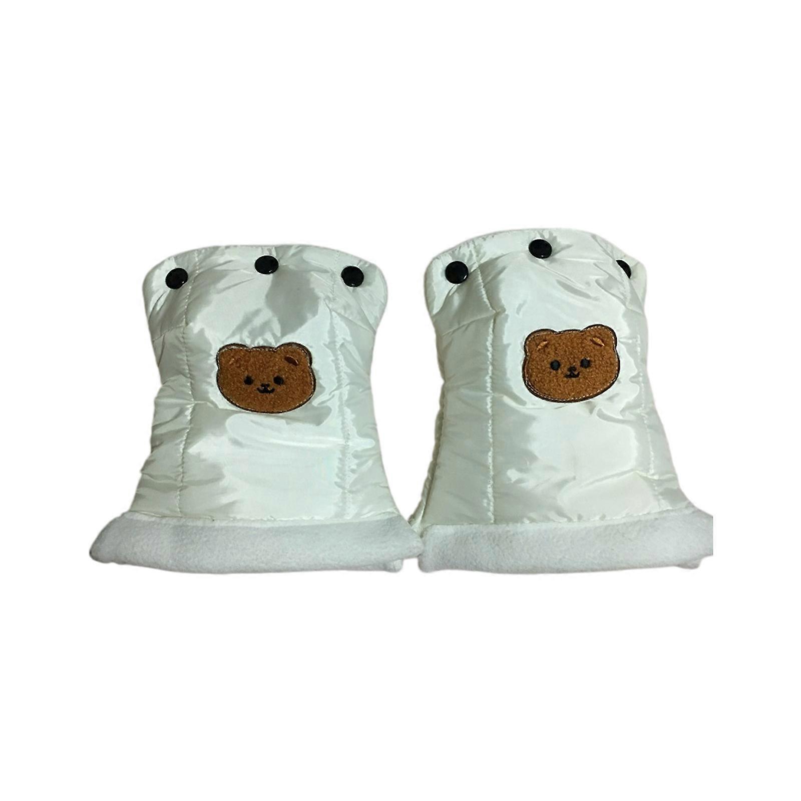 Quick Attach Warm Windproof Polyester Strollers Gloves for Winter Protections Enjoy Comfort Universal Compatibility  White