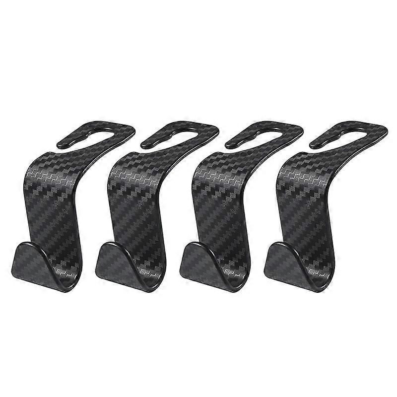 4PCS Car Hidden Seat Hook Multi-Purpose Carbon Fiber Texture Car Seat Back Creative Multi-function On-Board Hooks