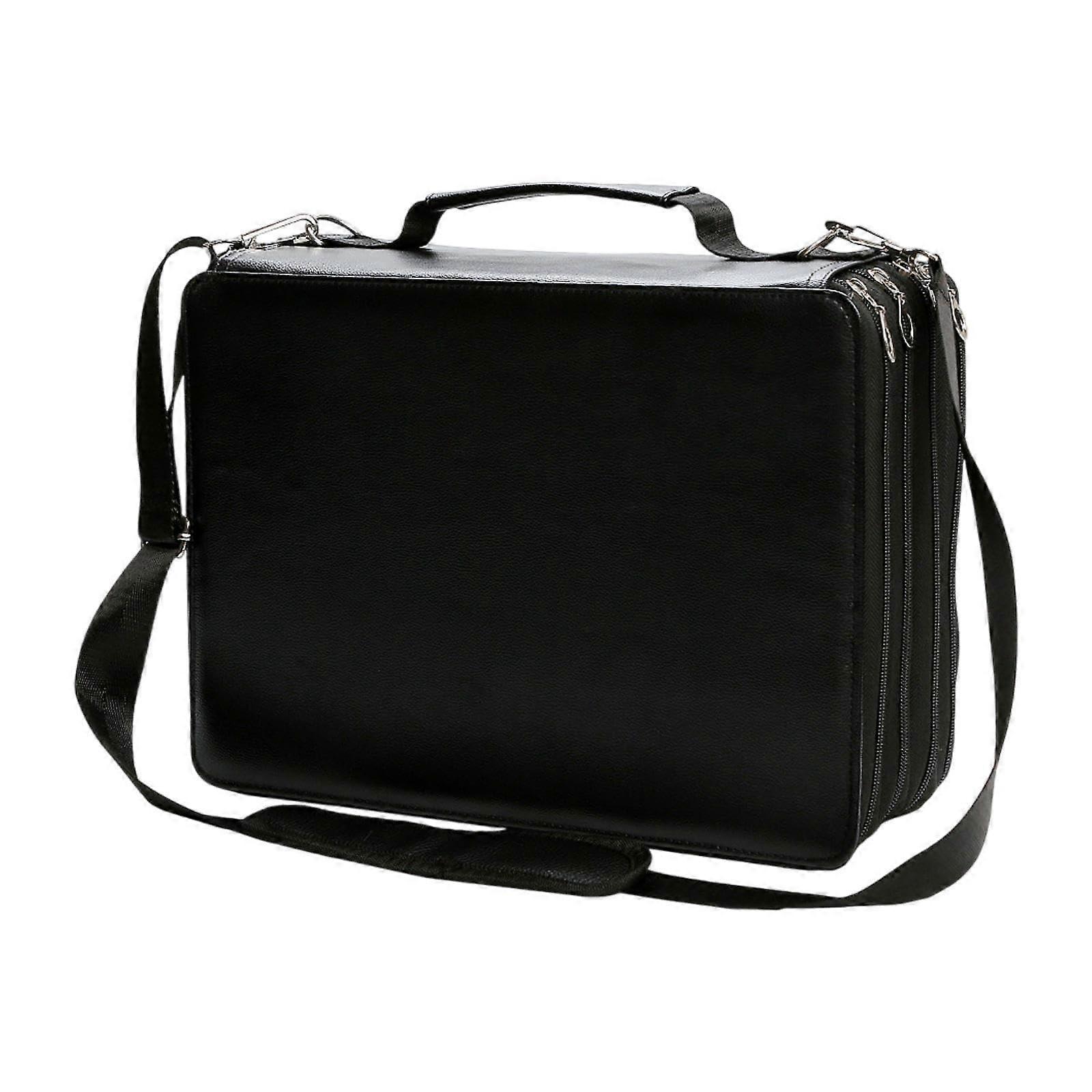 Marker Case with Handle, 224 Slots Large Capacity Marker Storage Bag with Adjustable Shoulder Strap, Black