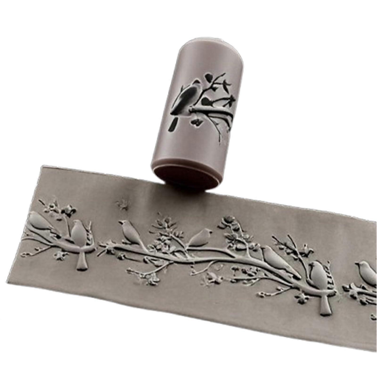 Embossing Texture Roller for Polymer Clay with Branches and Birds 3D Pattern, Reusable for Pottery