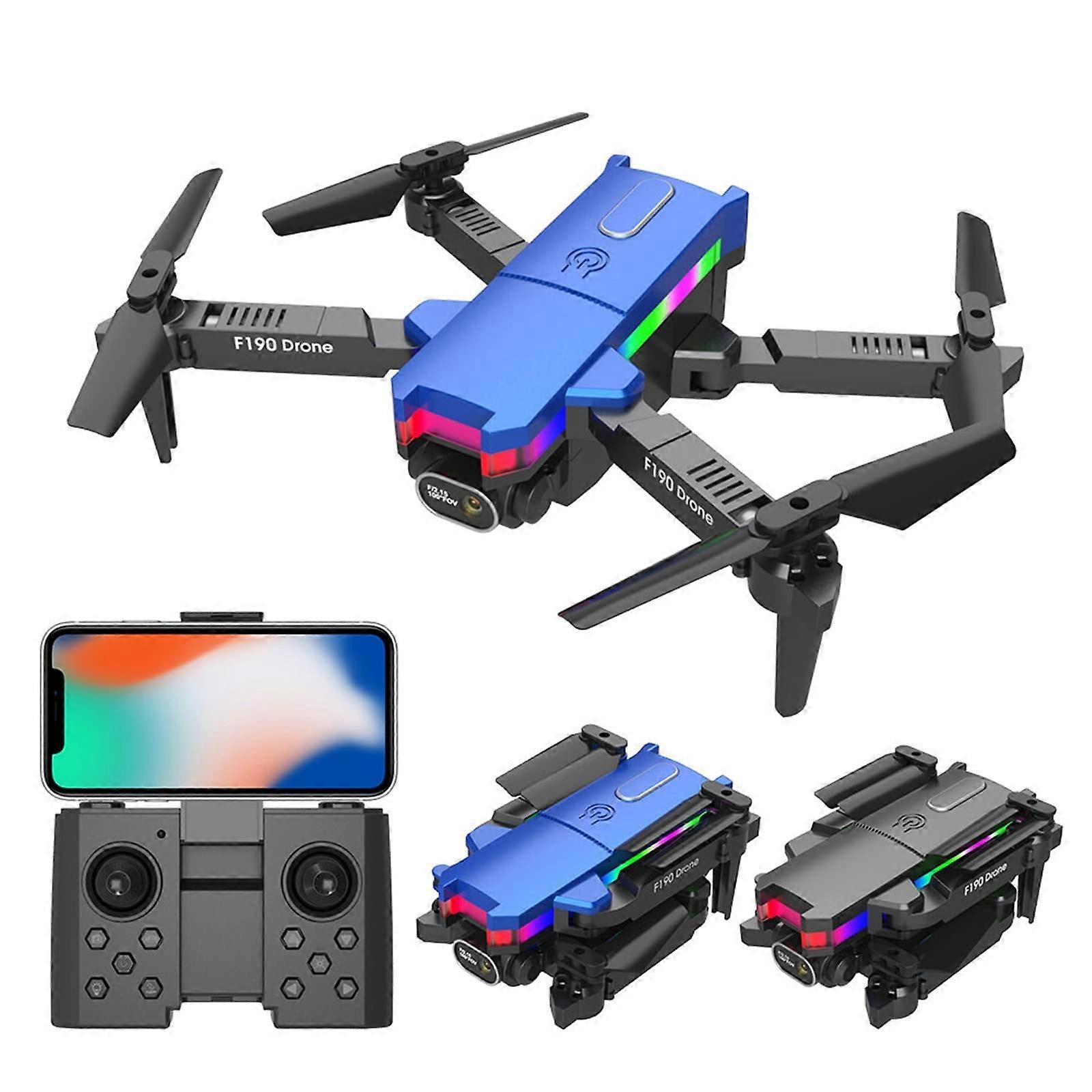 Foldable Mini Drone with Dual 4K HD Camera FPV, Altitude Hold, Headless Mode, Blue 1 Battery