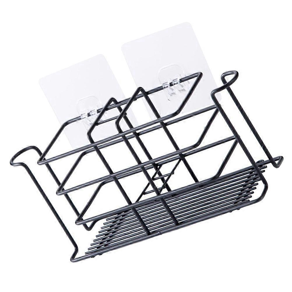 Black Toothbrush Cup Storage Rack for Bathroom Use 1Pcs Wall-Mounted Holder