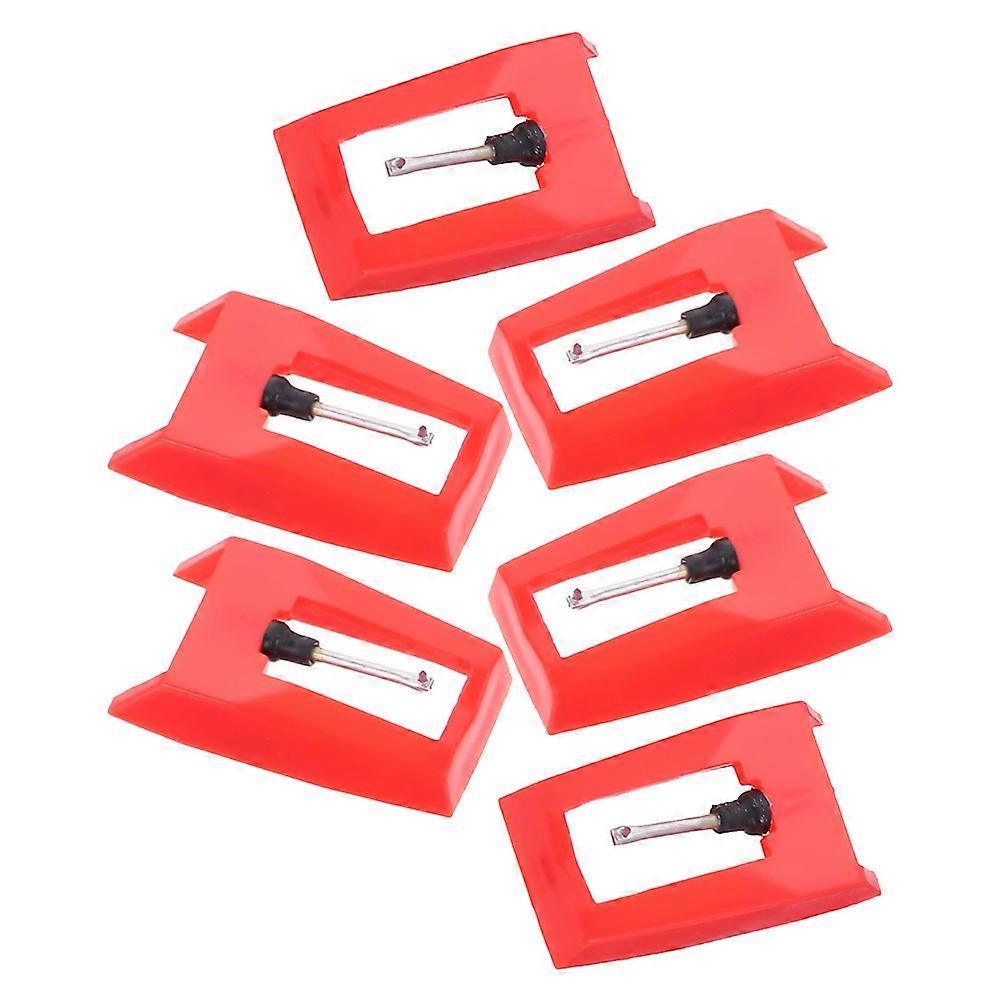 Record Player Needle Replacement for Vinyl Turntables 6Pcs Durable Red