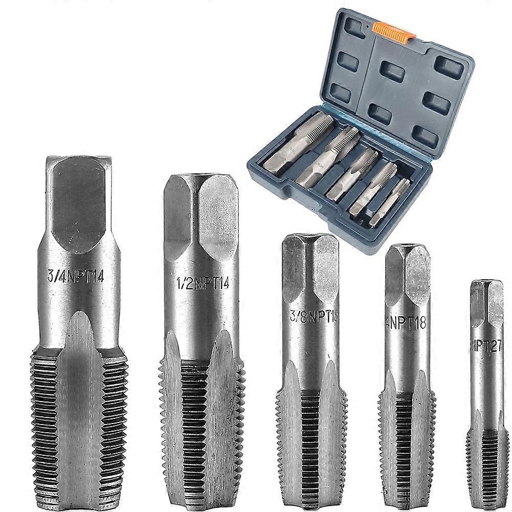 5-Piece NPT Pipe Tap Set Precise Threading Tool Kit for Professional Pipe Taper Threads