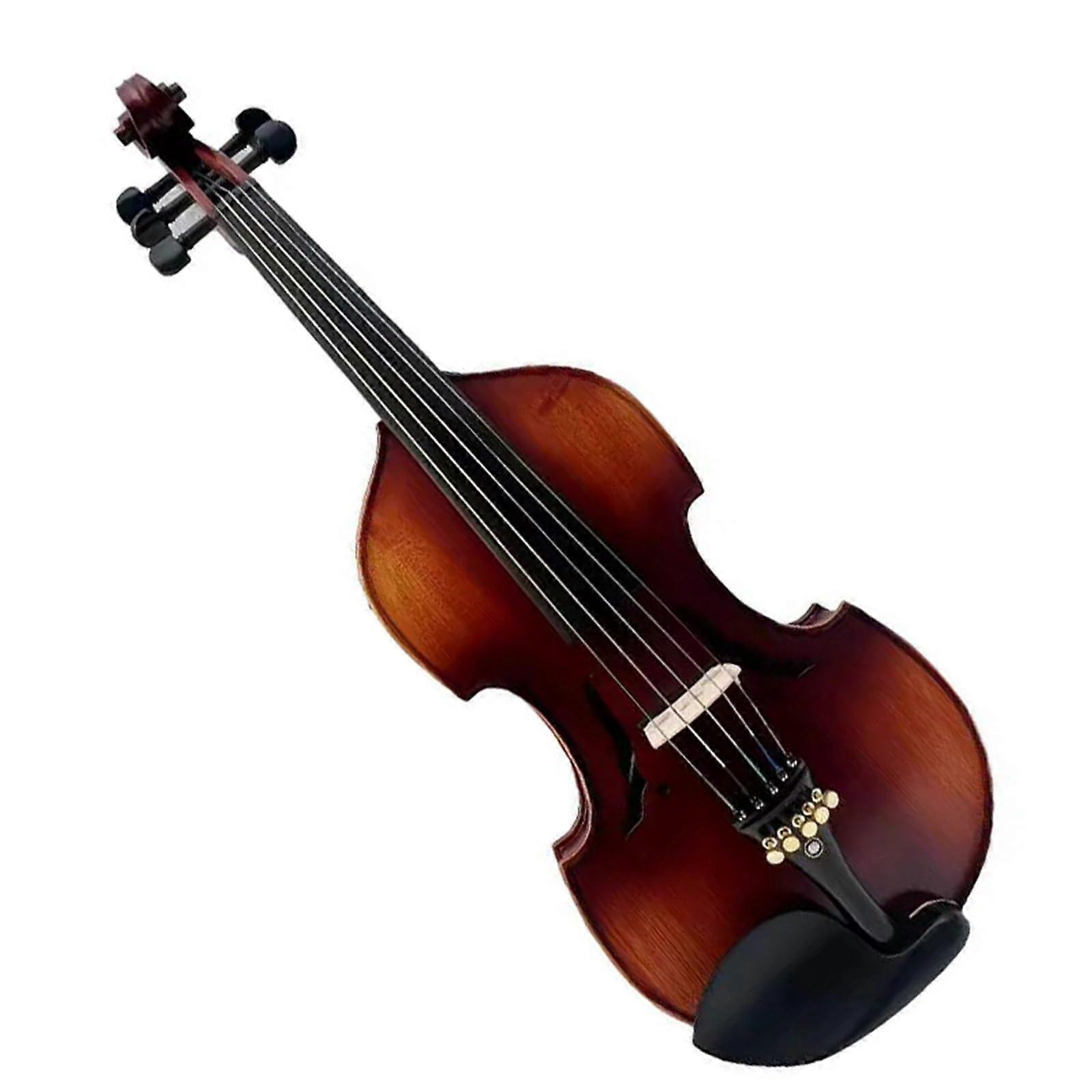 Full Size Beginner Violin for Students, Handmade Solid Wood with Glossy Finish, Brown
