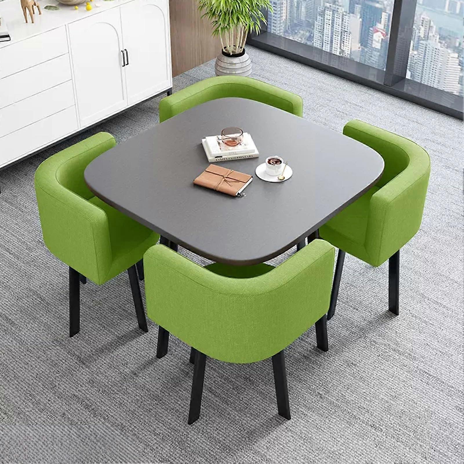 Office Table and Chair Set with SpaceSaving Design, Durable Tabletop and Cushioned Seating, Square