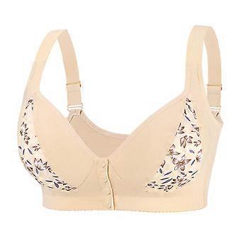 Sujetador de uso diario con estampado floral, tirantes ajustables y cierre de botón frontal para mujer, color amarillo claro, talla 50B