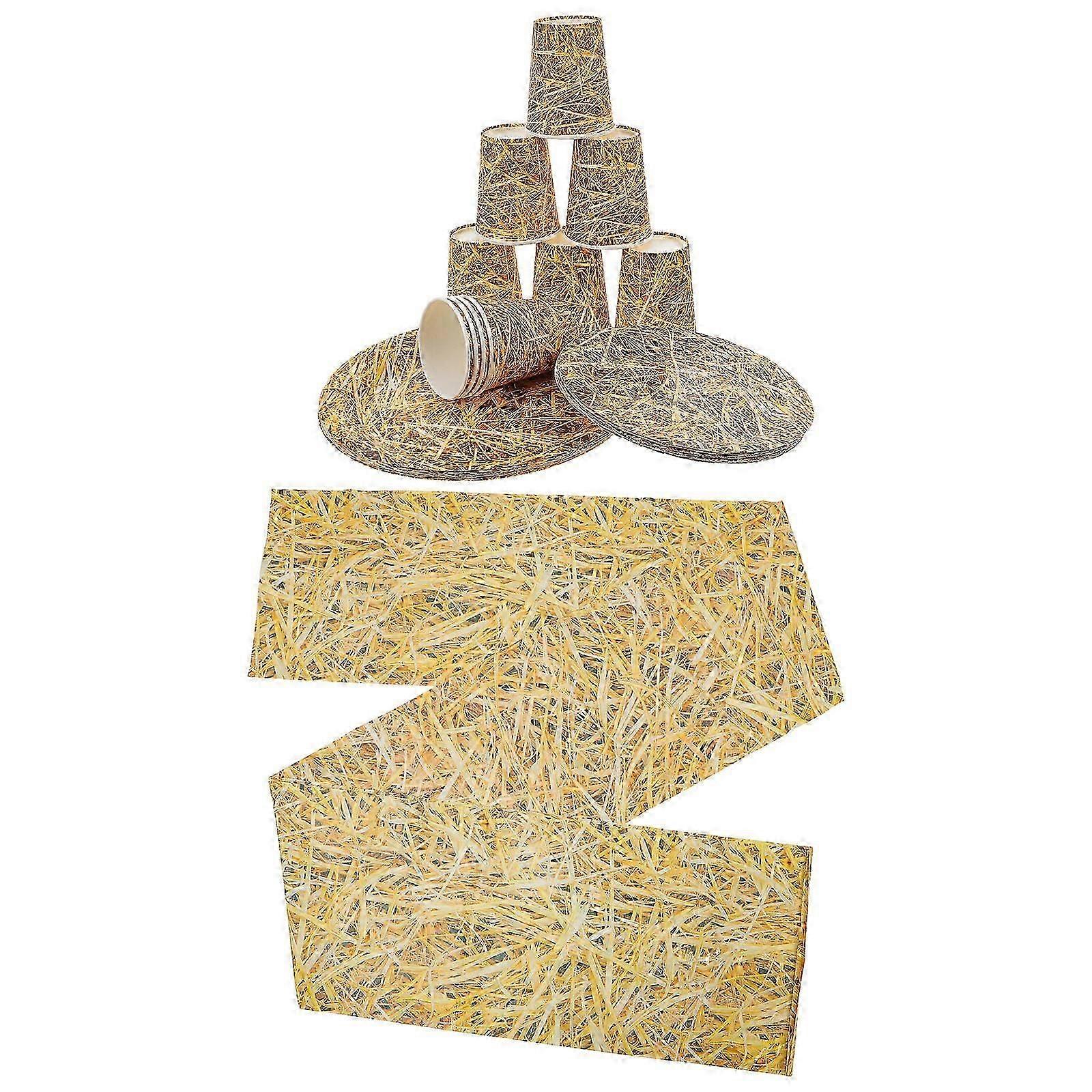 Western Theme Party Decorations Hay Tableware for 1Set