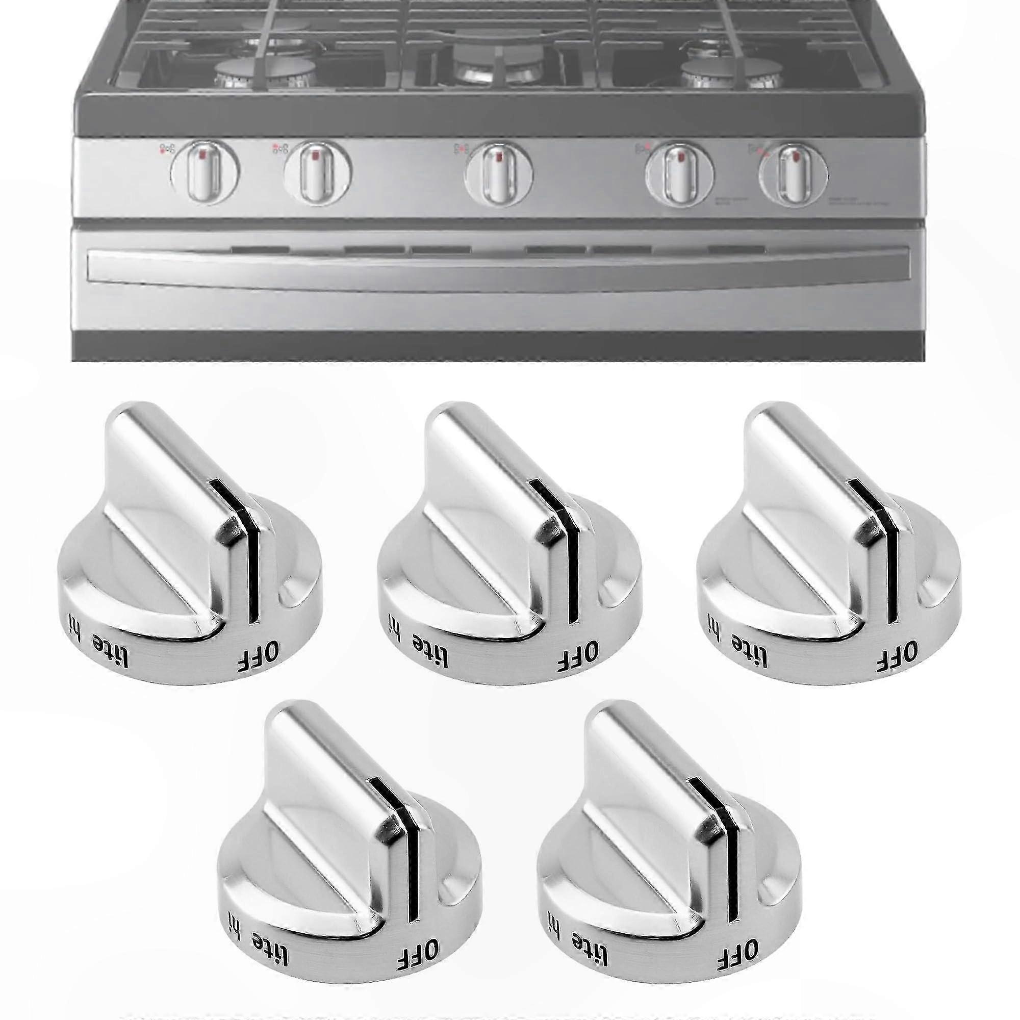 5-Pack Stove Knobs, Heat-Resistant Gas Range Oven Replacement, Exact Fit for Frigidaire-Compatible Models