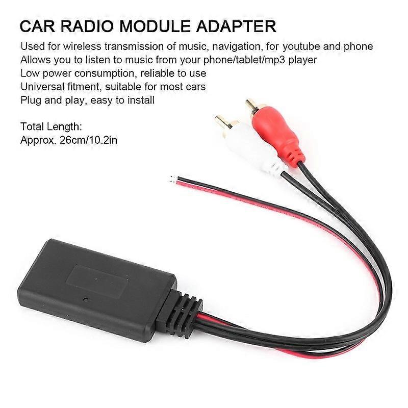 2 Cable Universal Audio Module Adapter Car AUX Wireless RCA Auxiliary Bluetooth