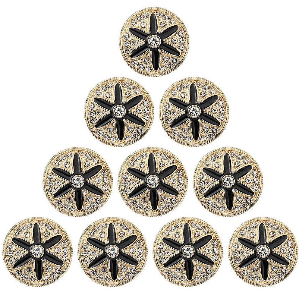 Bouton de manteau en métal noir avec strass (1 lot)