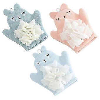 Infant Shower Mitt Bath Gloves for Bathing Use 3Pcs Cartoon Style Fiber Gloves